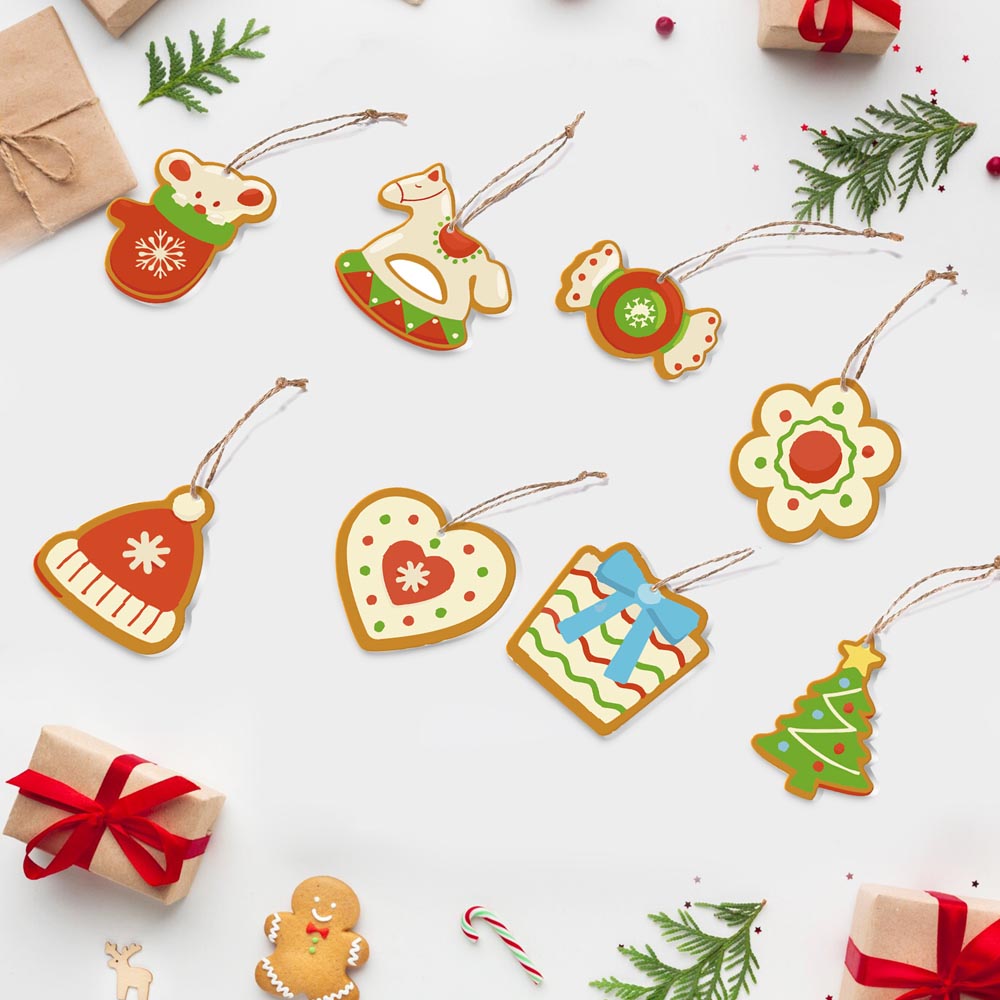 Paint by Numbers – 8 Christmas Ornaments – Mittens, Rocking Horse & Holiday Treats Set