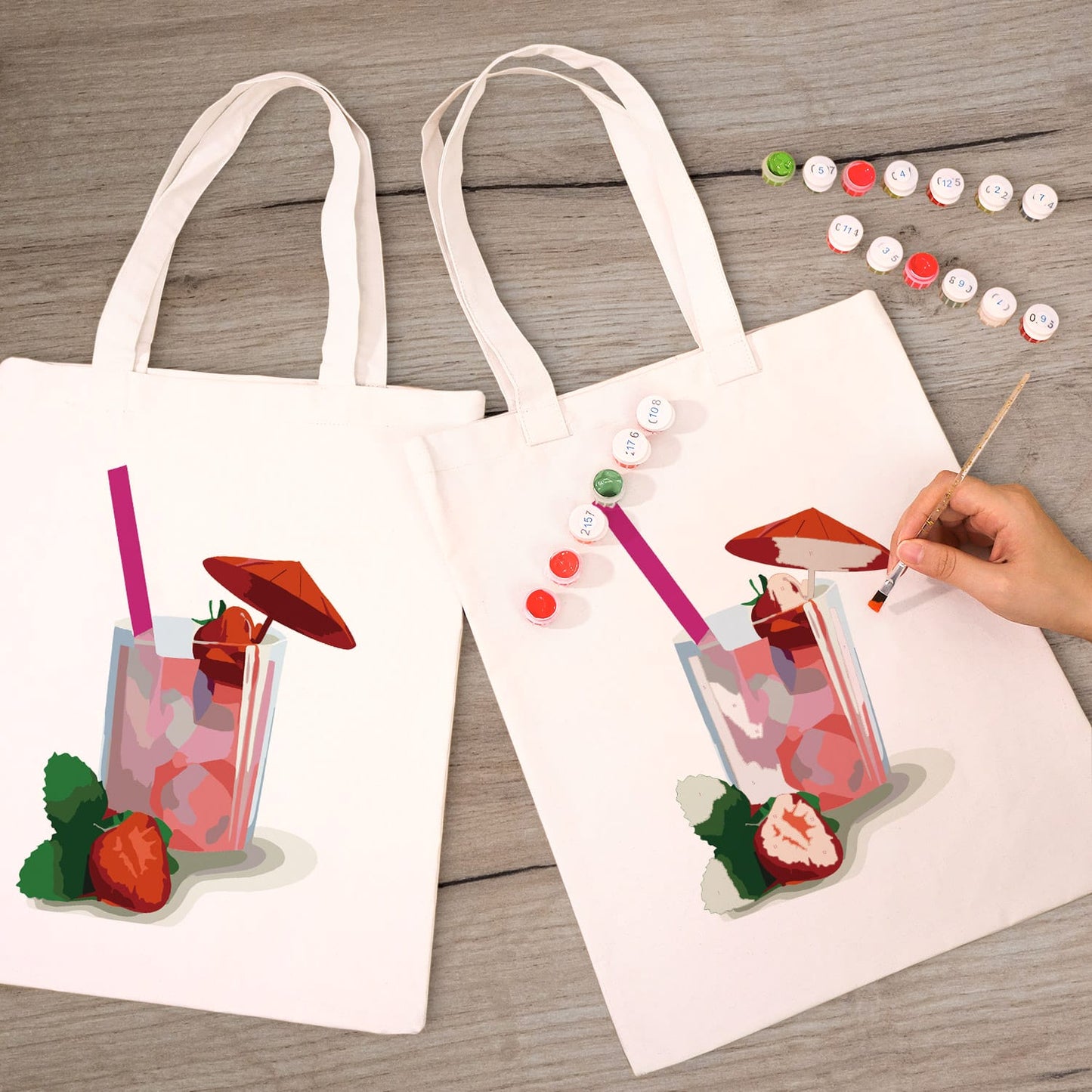 Paint by Numbers – DIY Totebag | Strawberry Drink