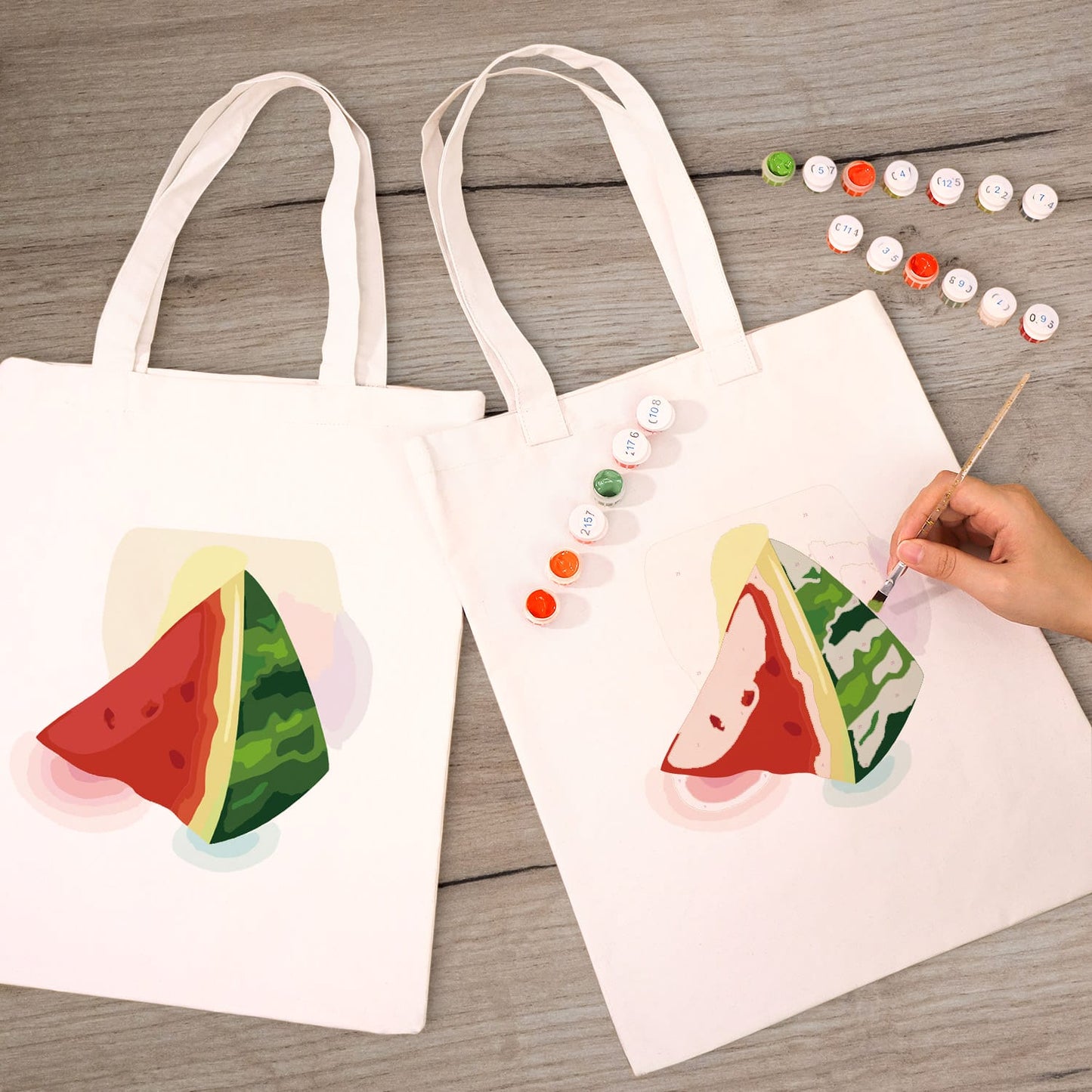 Paint by Numbers - DIY Totebag | Watermelon Slice