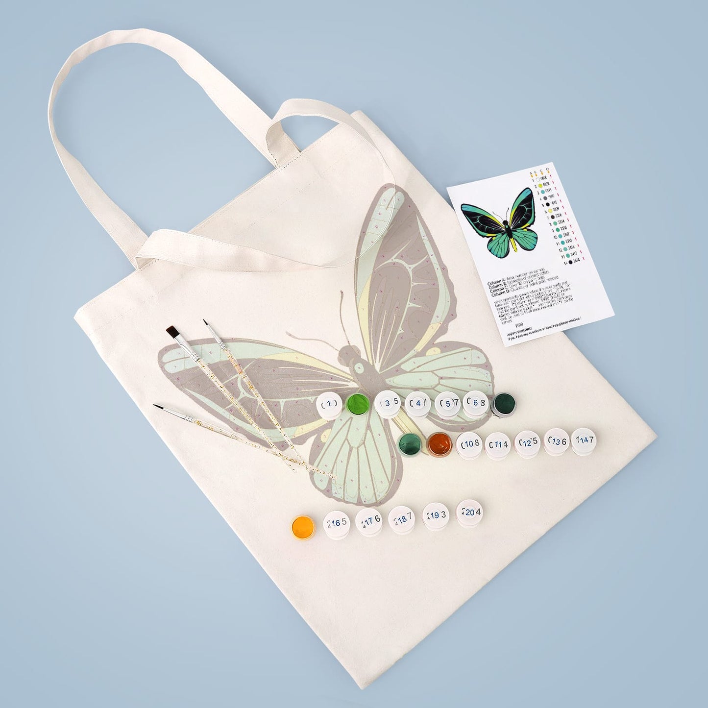 Paint by Numbers – DIY Totebag | Emerald Butterfly