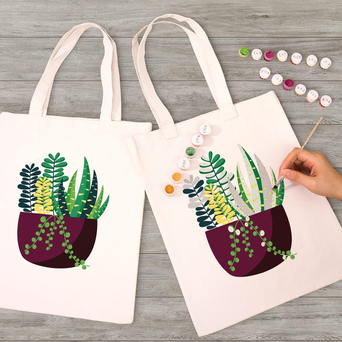 Paint by Numbers - DIY Totebag | Succulent Garden