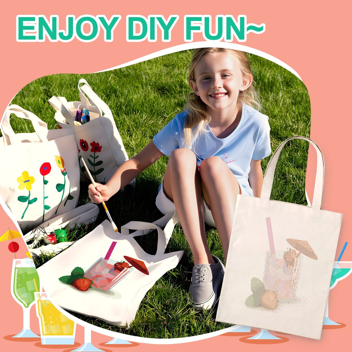 Paint by Numbers – DIY Totebag | Strawberry Drink