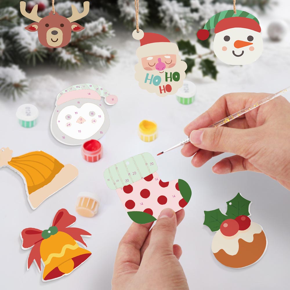 Paint by Numbers – 8 Christmas Ornaments – Reindeer, Penguin & Festive Friends Set