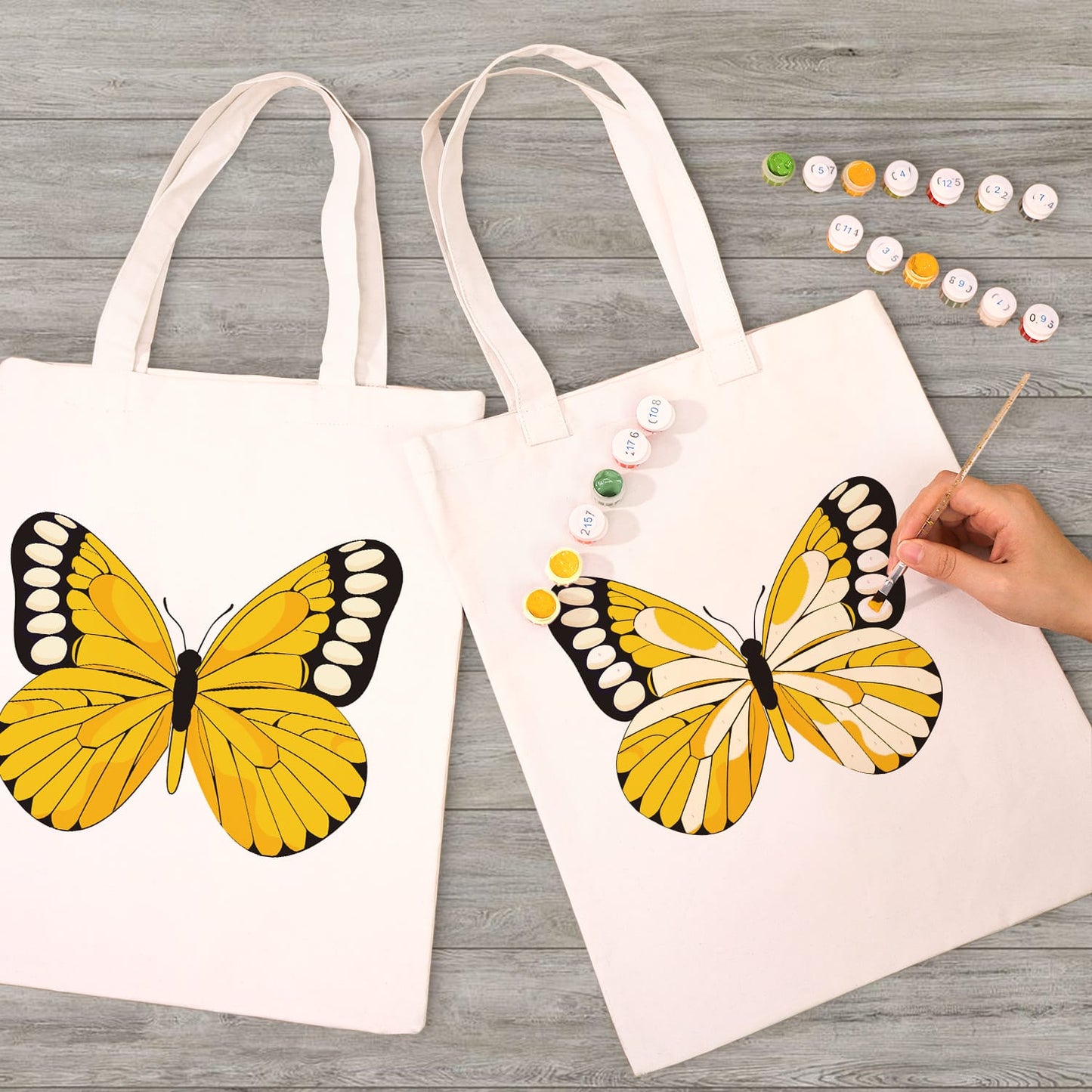 Paint by Numbers – DIY Totebag | Golden Butterfly