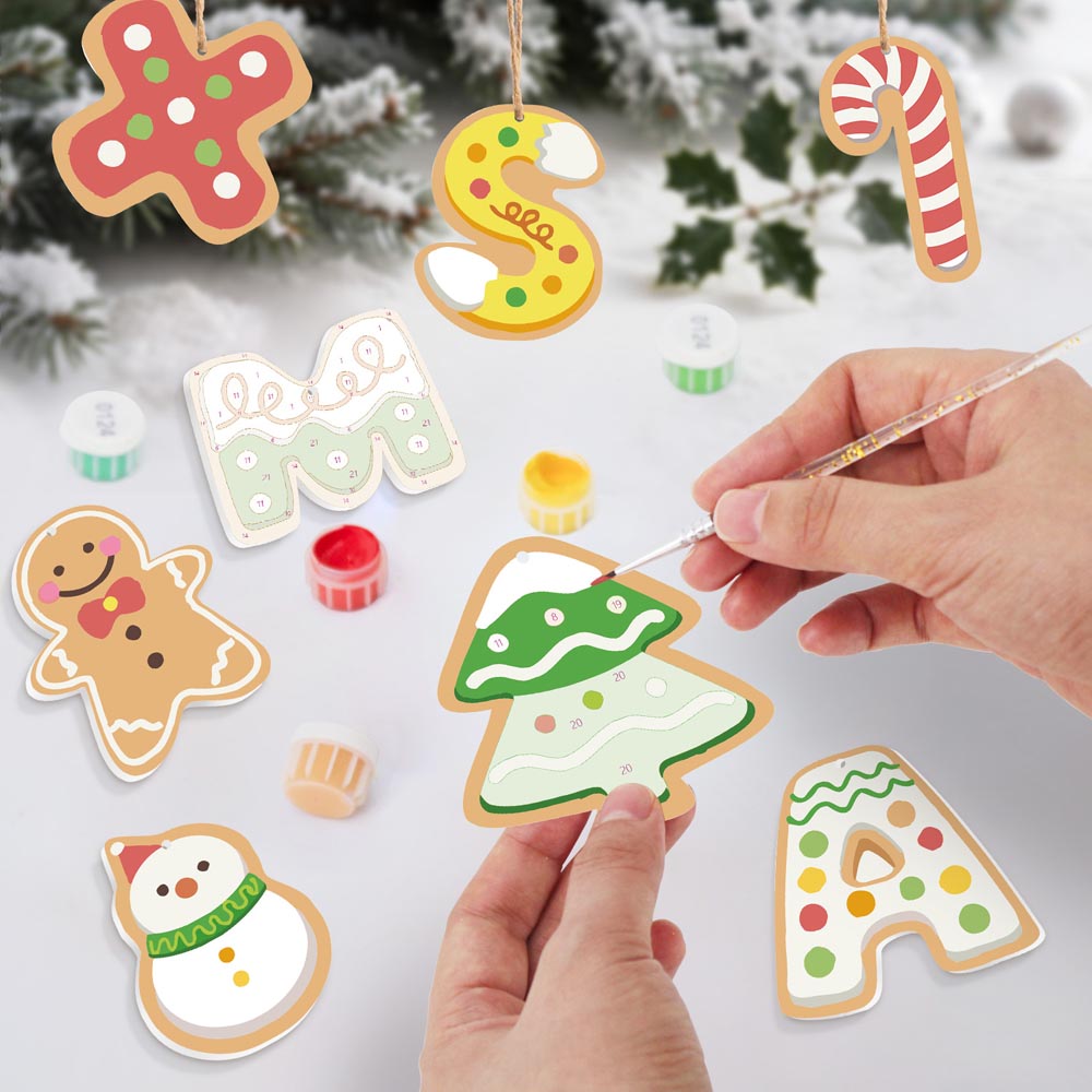 Paint by Numbers – 8 Christmas Ornaments – Gingerbread Cookies & Festive Treats Set