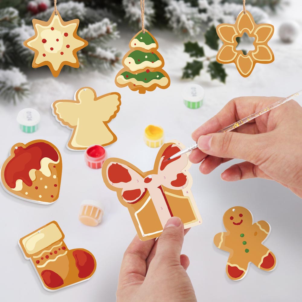 Paint by Numbers – 8 Christmas Ornaments – Angel, Gingerbread & Festive Cookie Set
