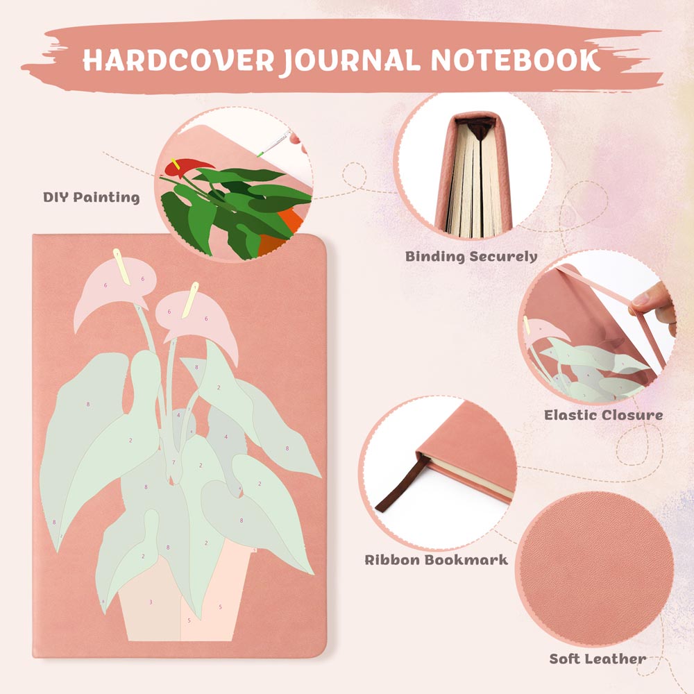 Paint by Numbers Hardcover Journal Notebook - Succulent Potted Plant