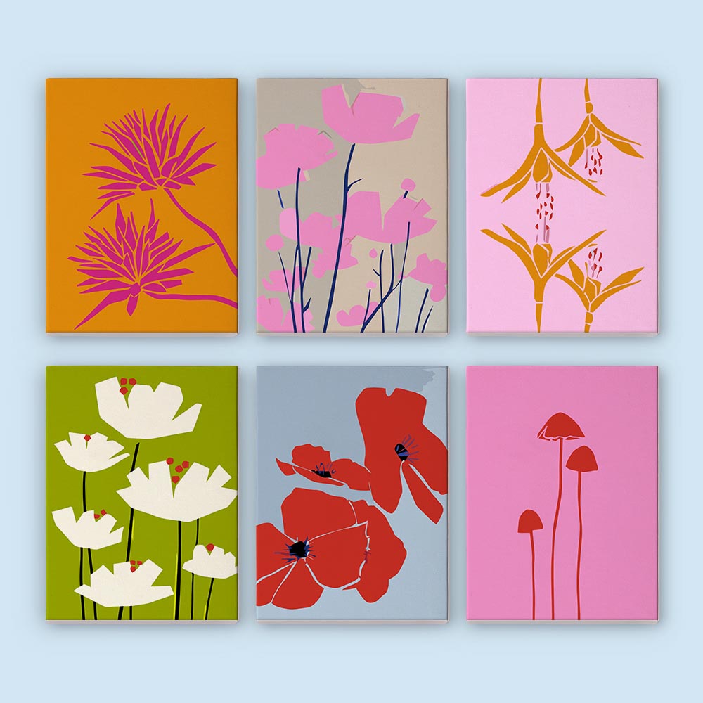 Paint by Numbers – 6 Mini Paintings | Bold Botanical Silhouettes Set