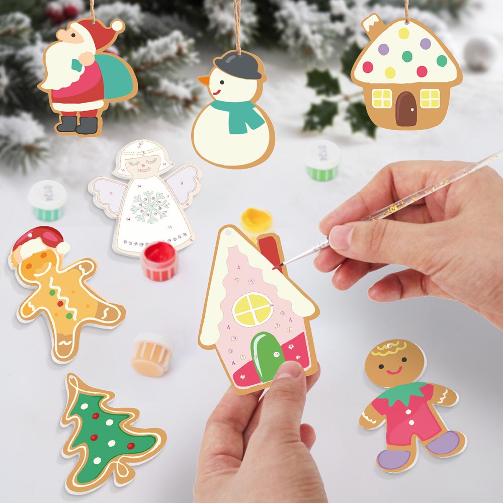 Paint by Numbers – 8 Christmas Ornaments – Gingerbread Village & Holiday Figures Set