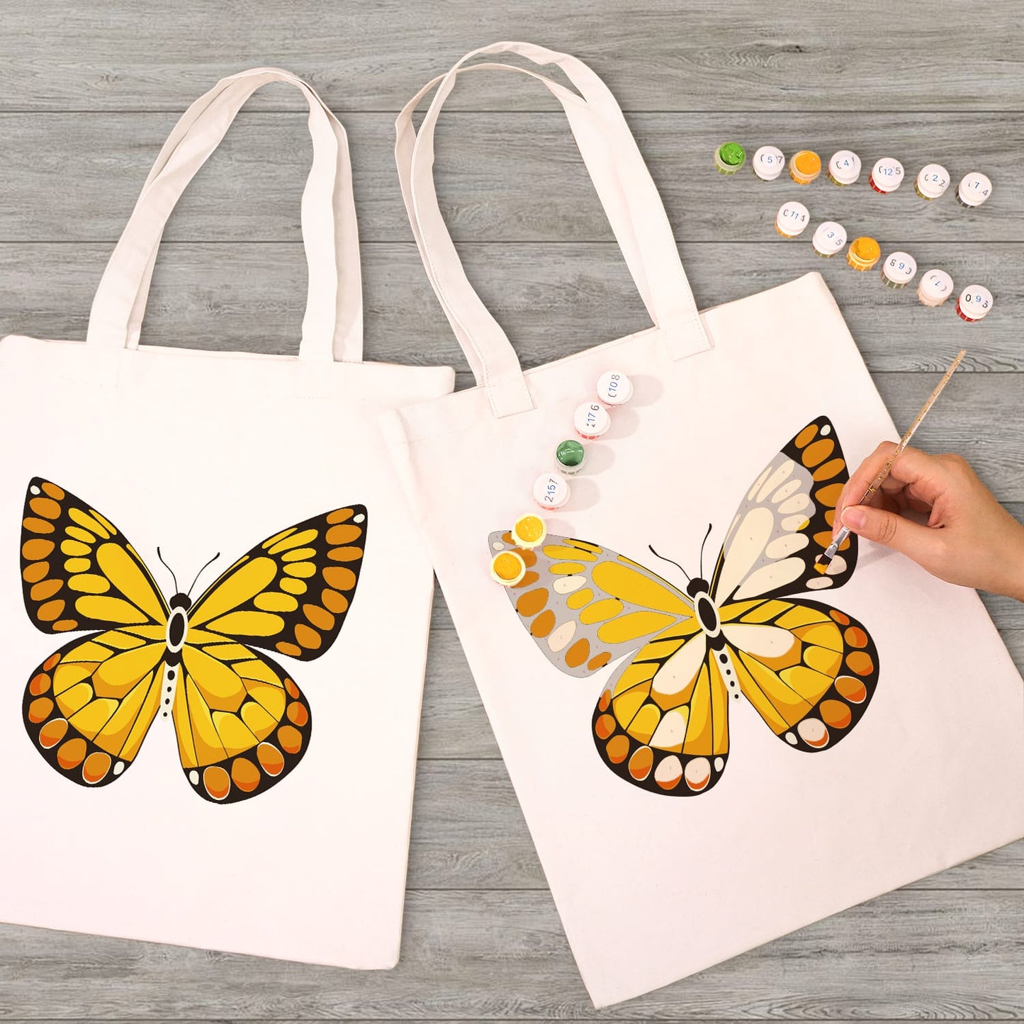 Paint by Numbers – DIY Totebag | Golden Butterfly