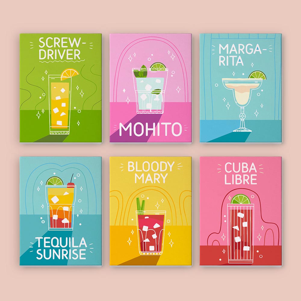 Paint by Numbers – 6 Mini Paintings | Pop Art Cocktail Classics