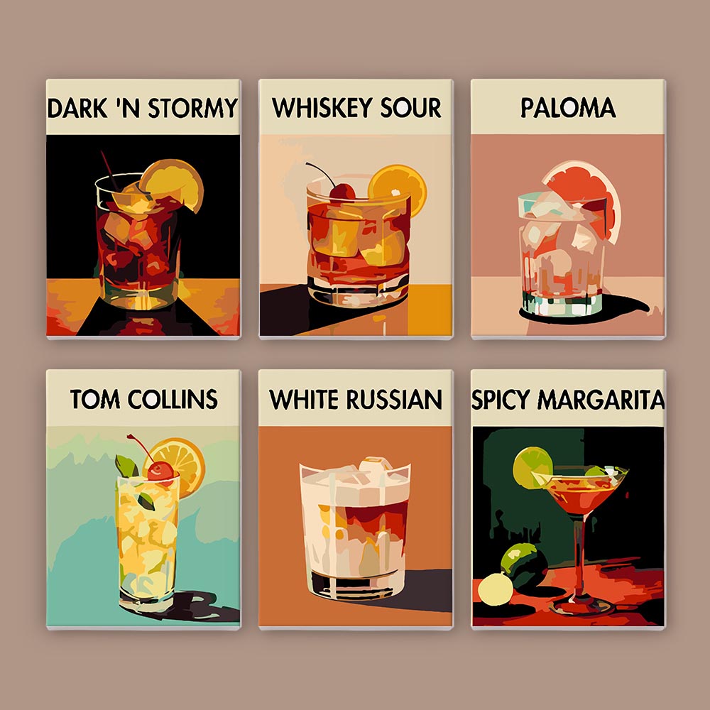 Paint by Numbers – 6 Mini Paintings | Signature Cocktails Set