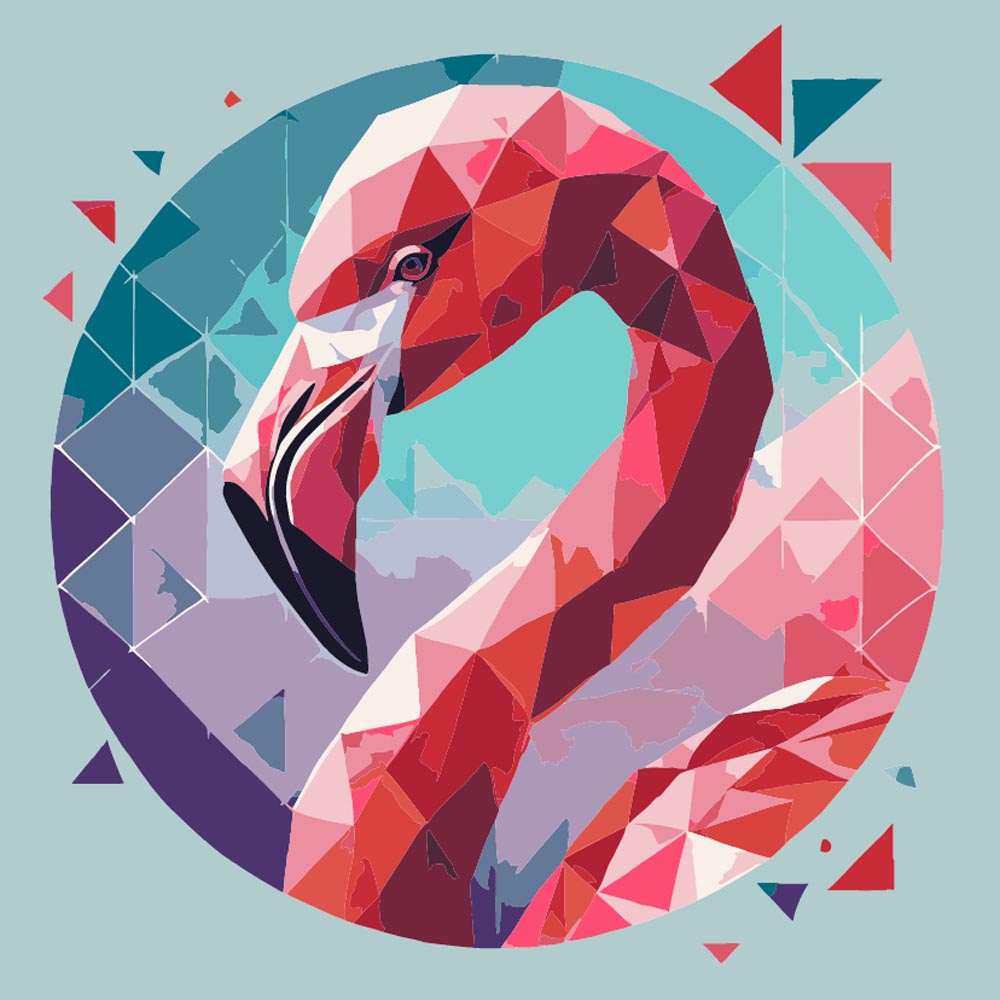 Paint by Numbers - Geometric Flamingo