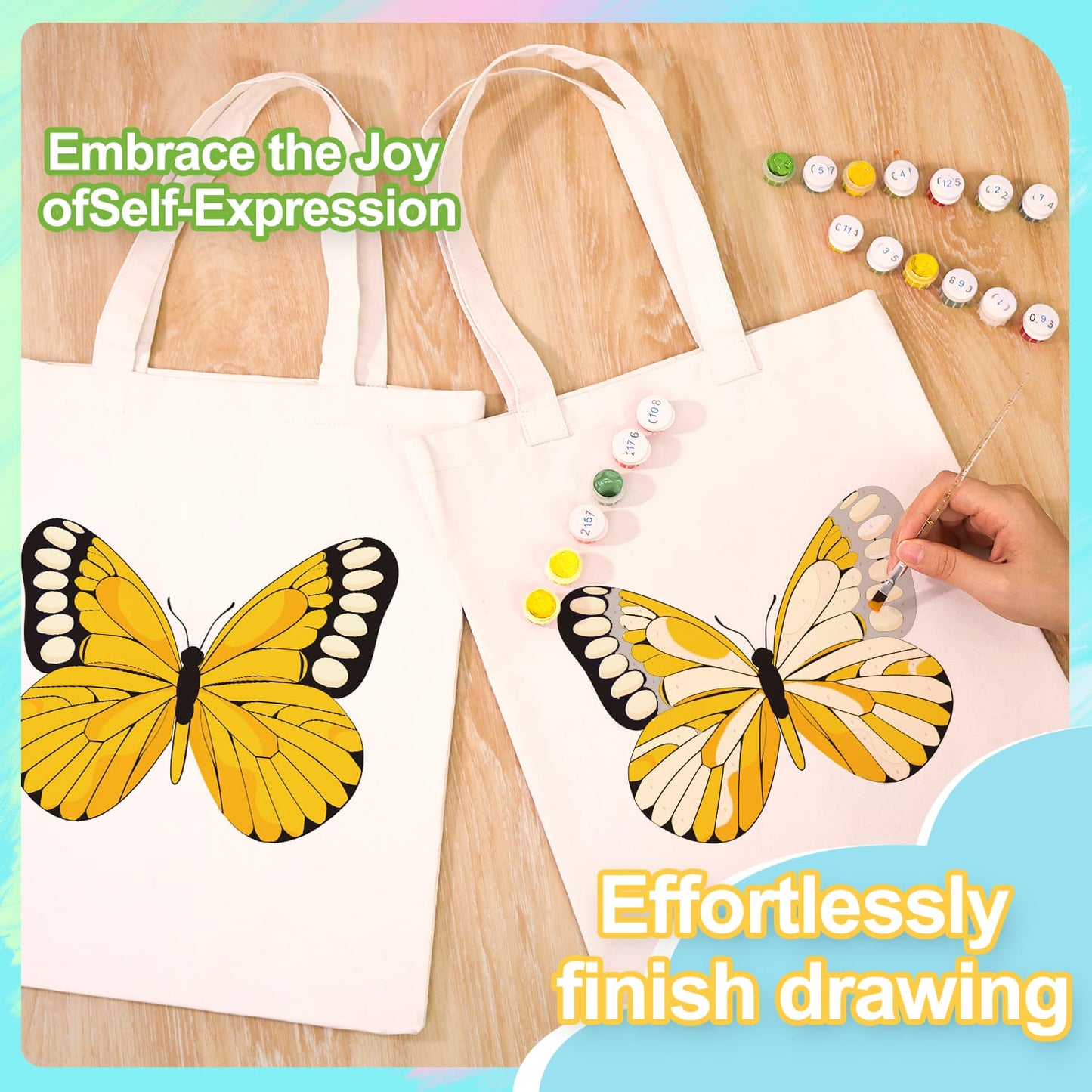 Paint by Numbers – DIY Totebag | Golden Butterfly