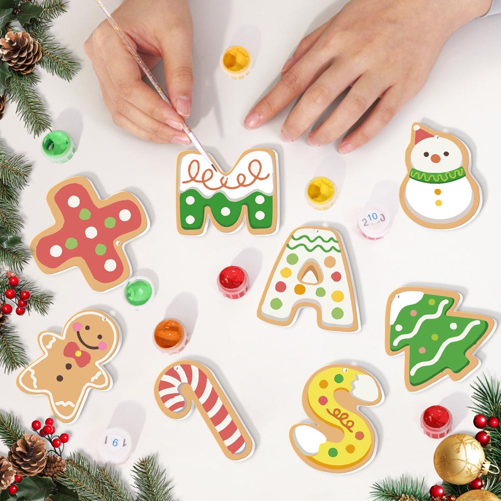 Paint by Numbers – 8 Christmas Ornaments – Gingerbread Cookies & Festive Treats Set