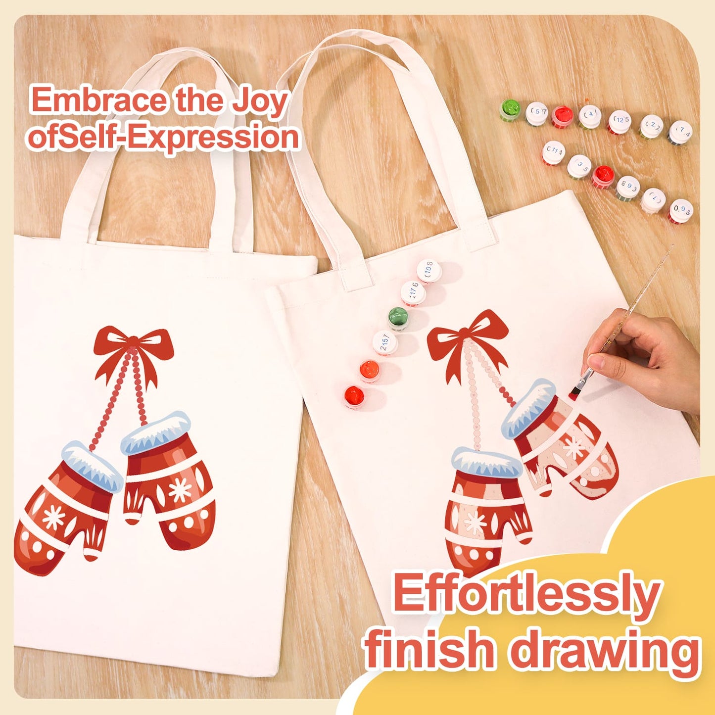 Paint by Numbers – DIY Totebag | Winter Mittens