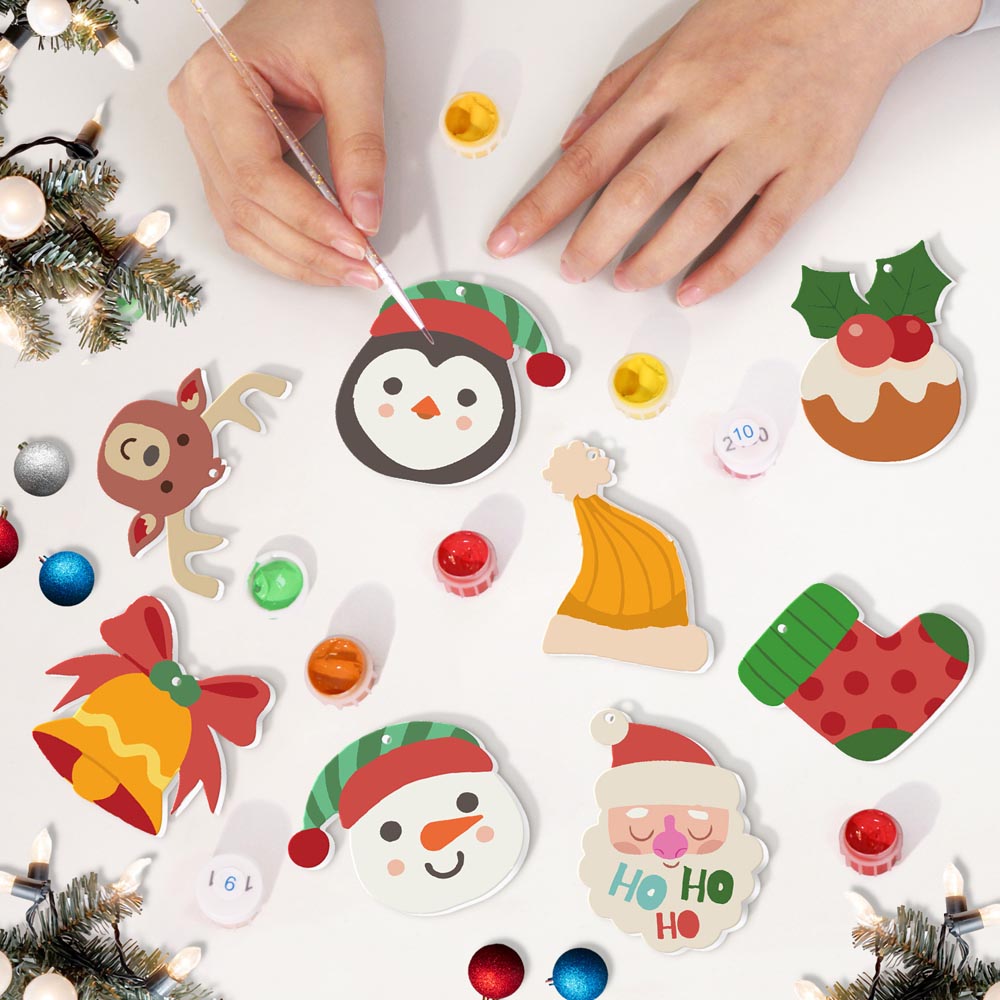 Paint by Numbers – 8 Christmas Ornaments – Reindeer, Penguin & Festive Friends Set