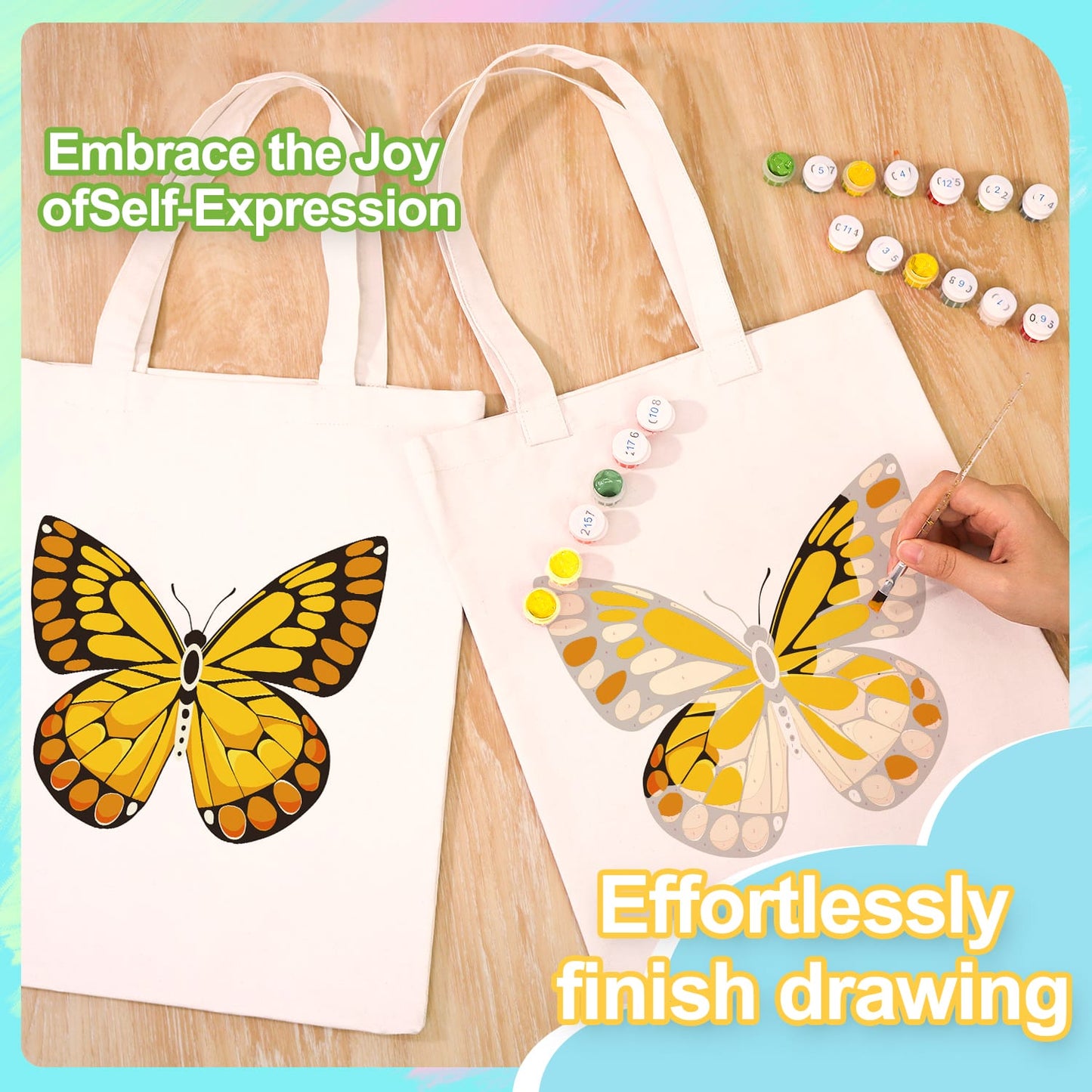 Paint by Numbers – DIY Totebag | Golden Butterfly
