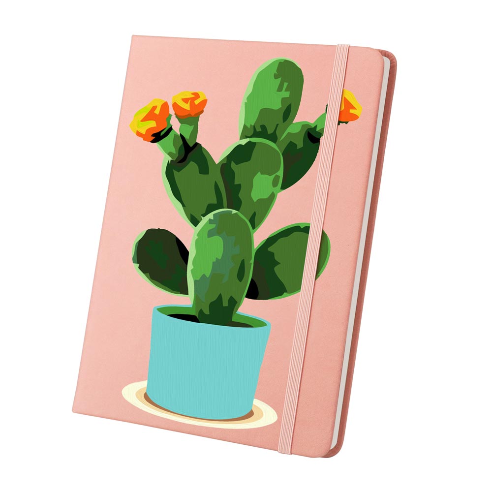 Paint by Numbers Hardcover Journal Notebook - Flowering Cactus