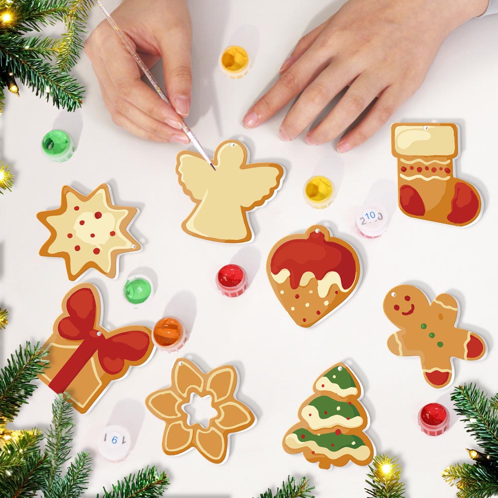 Paint by Numbers – 8 Christmas Ornaments – Angel, Gingerbread & Festive Cookie Set
