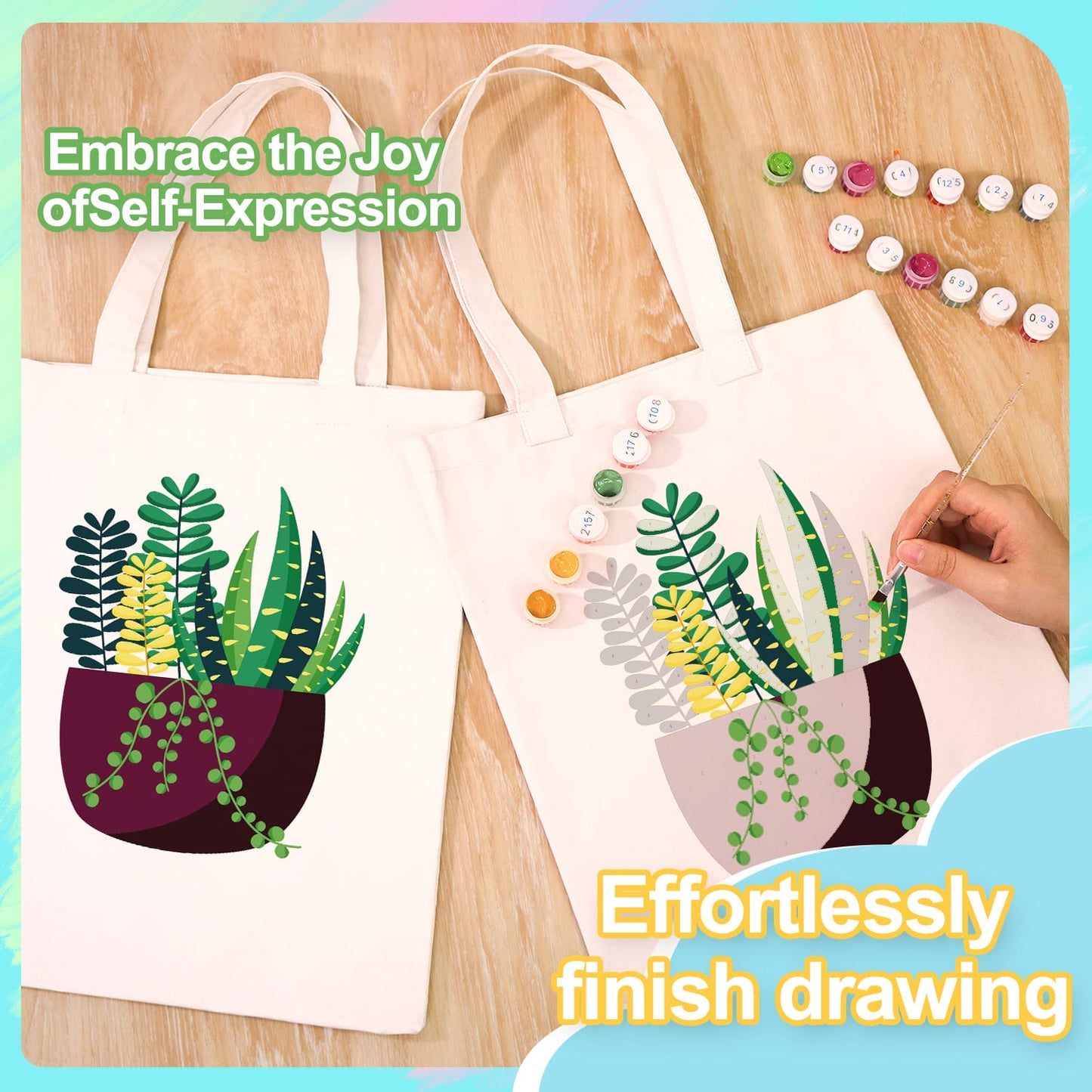 Paint by Numbers - DIY Totebag | Succulent Garden