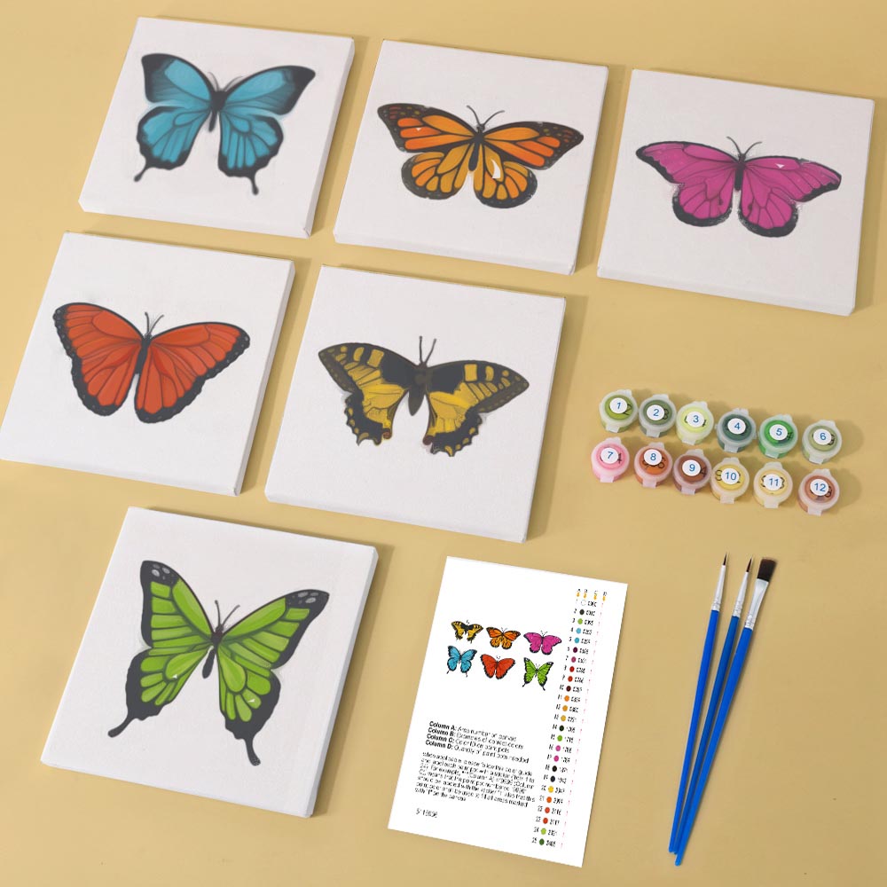 Paint by Numbers – 6 Mini Paintings | Butterfly Collection