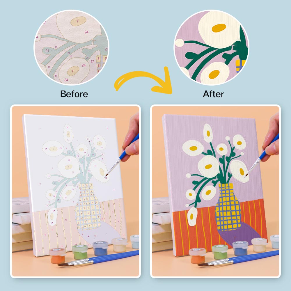 Paint by Numbers – 6 Mini Paintings | Modern Floral Pop Art Set