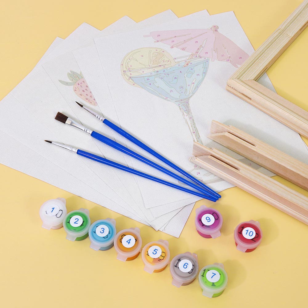 Paint by Numbers – 6 Mini Paintings | Tropical Cocktails Set