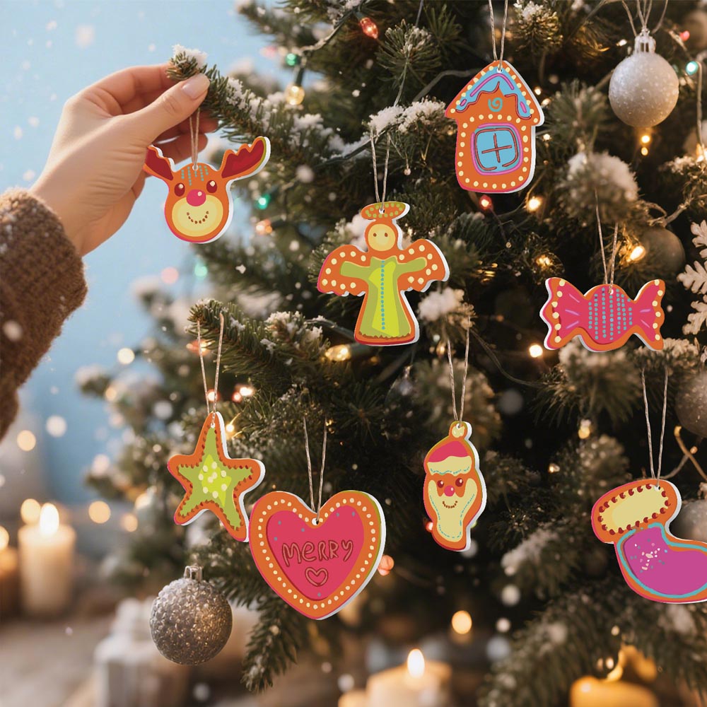 Paint by Numbers – 8 Christmas Ornaments – Colorful Reindeer, Santa & Festive Shapes Set