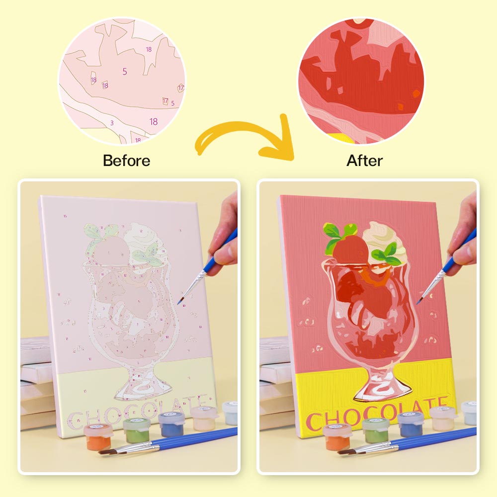 Paint by Numbers – 6 Mini Paintings | Retro Ice Cream & Drinks Set