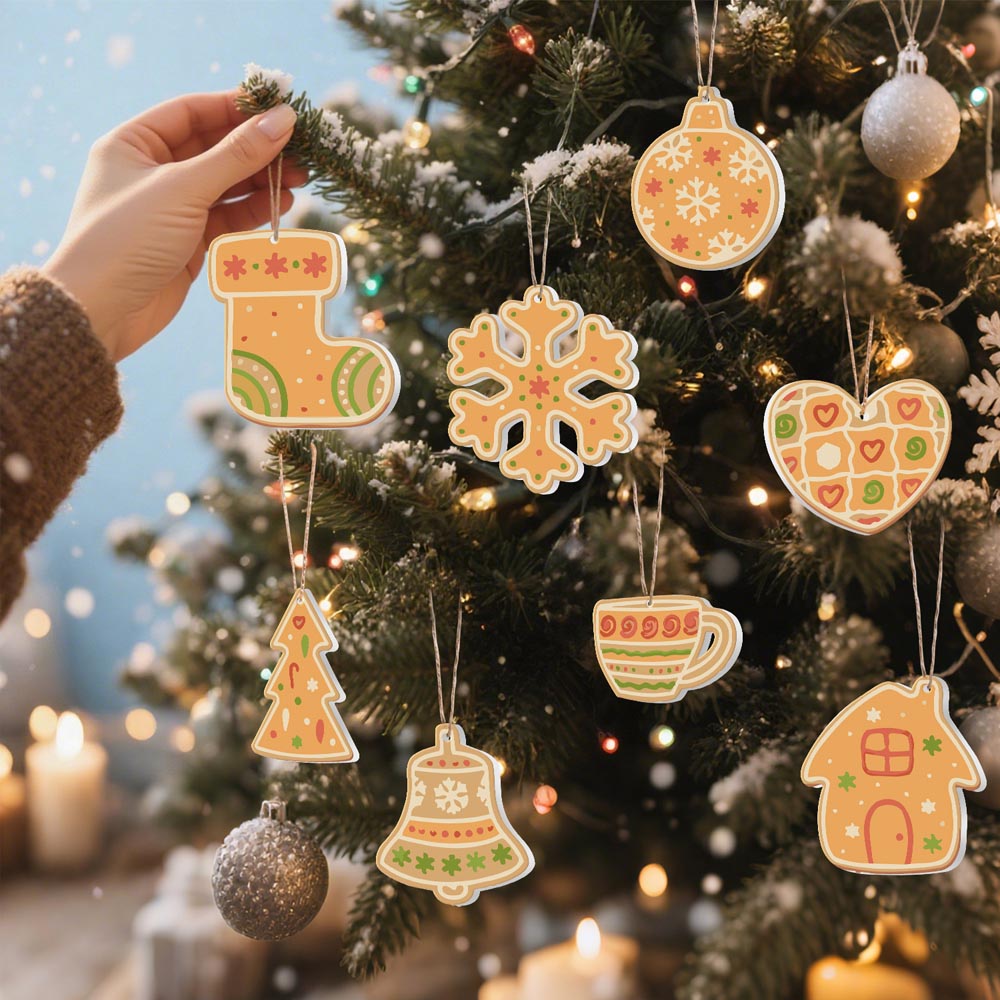 Paint by Numbers – 8 Christmas Ornaments – Gingerbread Hearts, Bells & Cozy Holiday Set