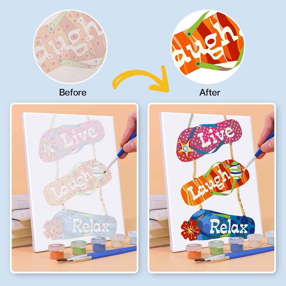 Paint by Numbers – 6 Mini Paintings | Fun Summer Flip-Flops Set