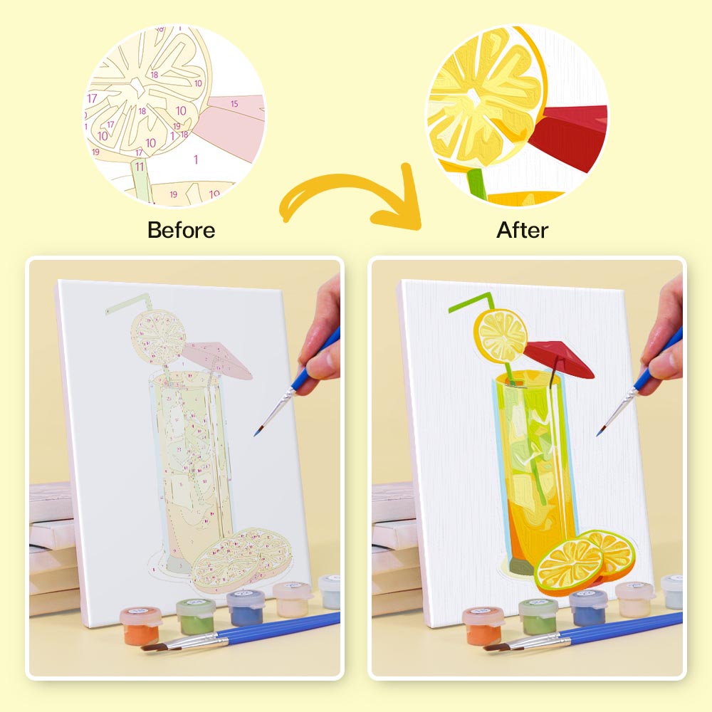 Paint by Numbers – 6 Mini Paintings | Summer Fruit Drinks Collection