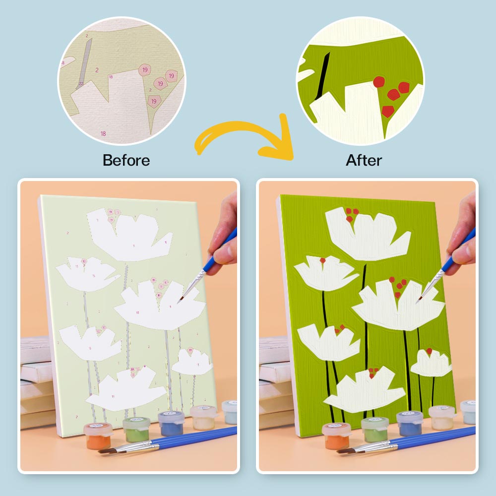 Paint by Numbers – 6 Mini Paintings | Bold Botanical Silhouettes Set