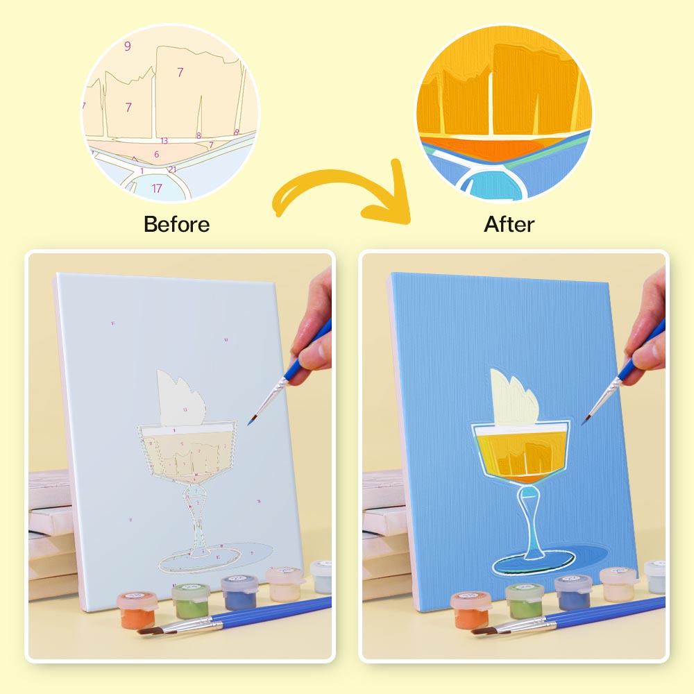Paint by Numbers – 6 Mini Paintings | Colorful Cocktail Glasses Set