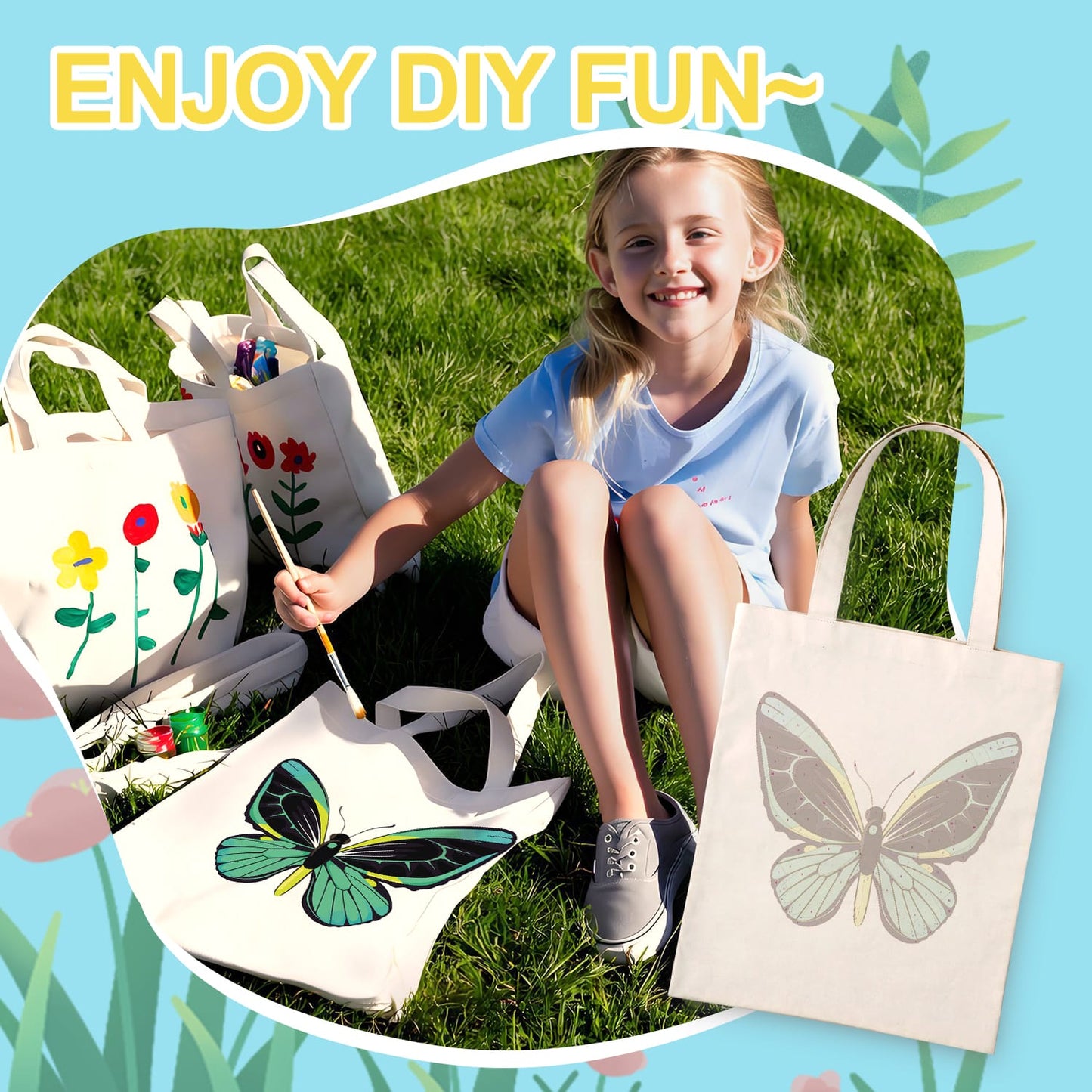 Paint by Numbers – DIY Totebag | Emerald Butterfly