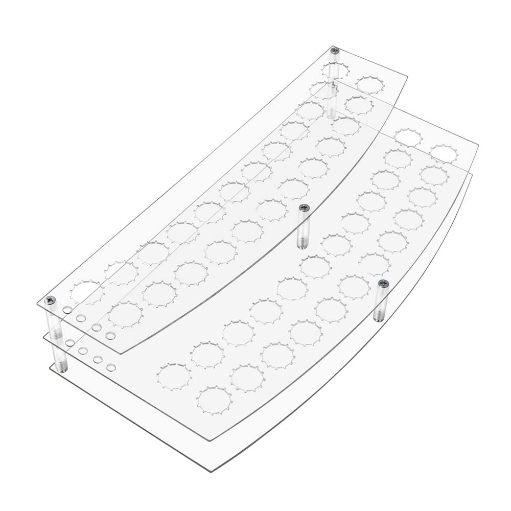 Two clear plastic trays with circular holes on a white background