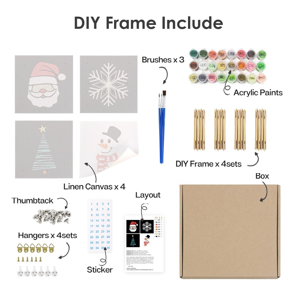 Paint by Numbers – 4 Mini Paintings | Christmas Edition