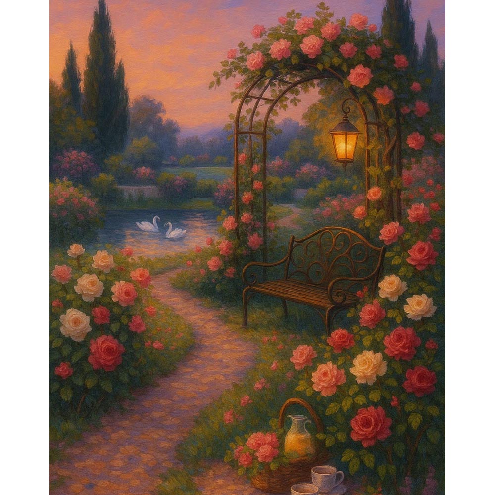 Paint by Numbers - Evening Stroll in the Rose Garden