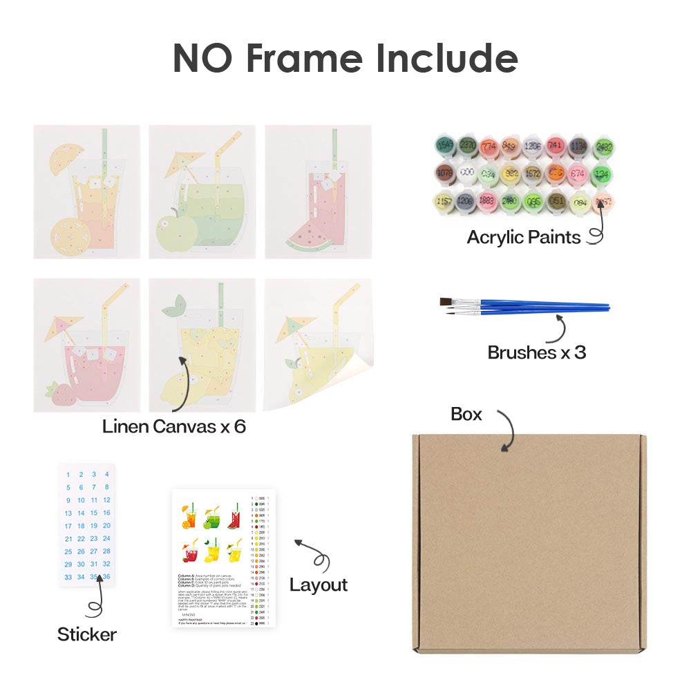 Paint by Numbers – 6 Mini Paintings | Fresh Summer Juice Set