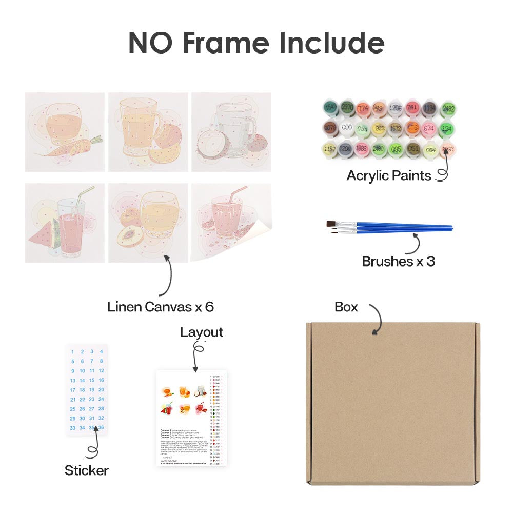 Paint by Numbers – 6 Mini Paintings | Natural Fruit Juice Set