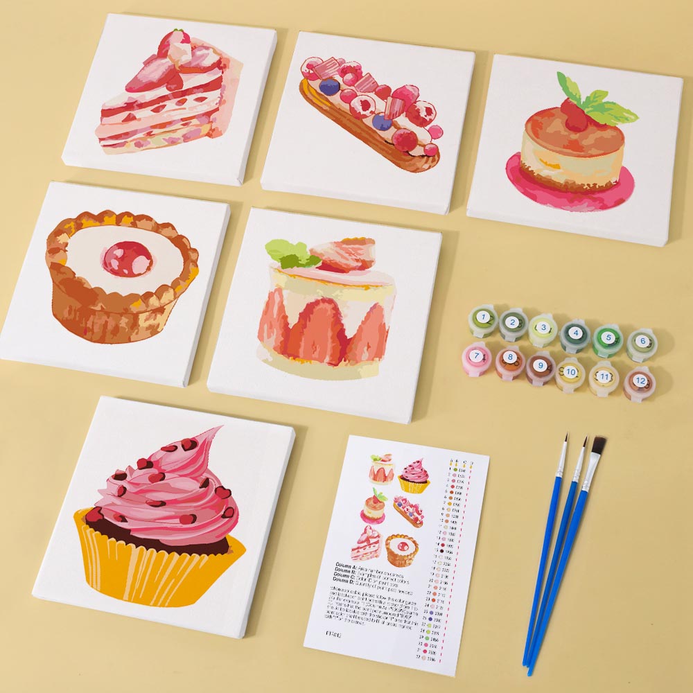 Paint by Numbers – 6 Mini Paintings | Sweet Treats Set