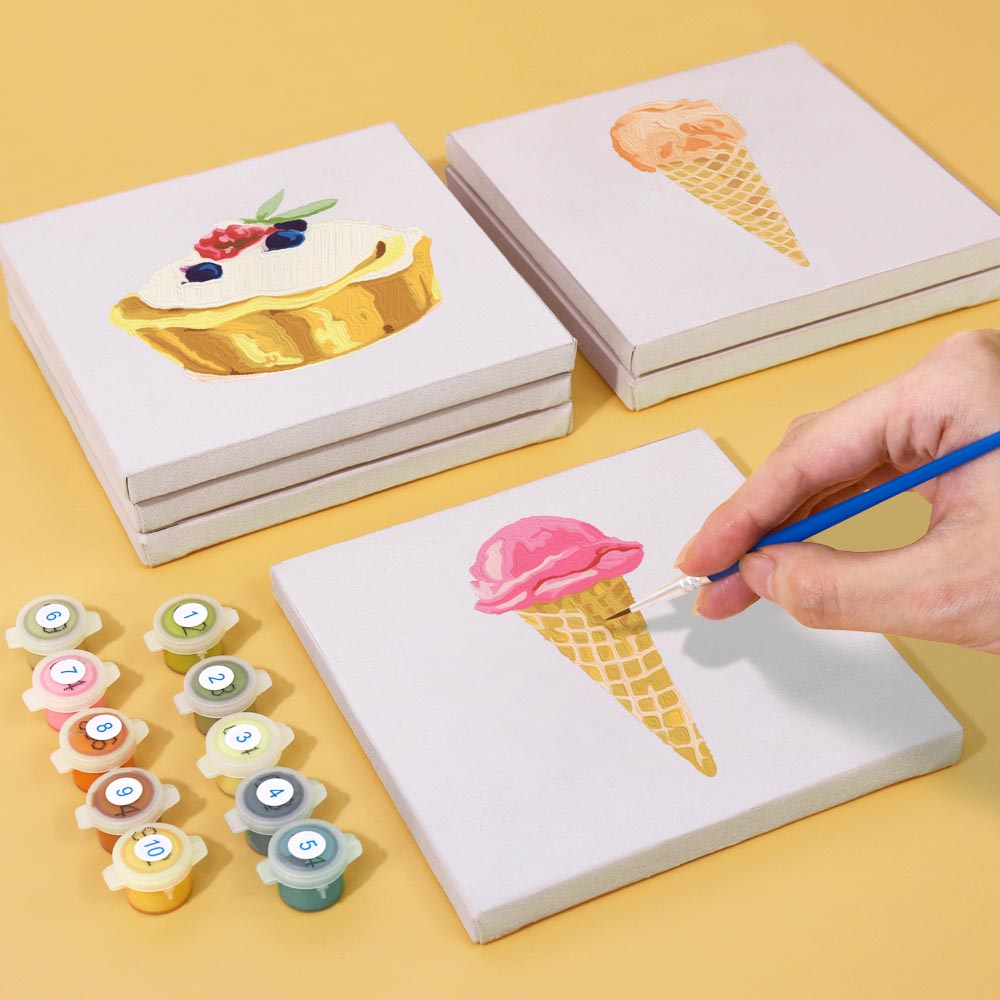 Paint by Numbers – 6 Mini Paintings | Ice Cream & Treats Set