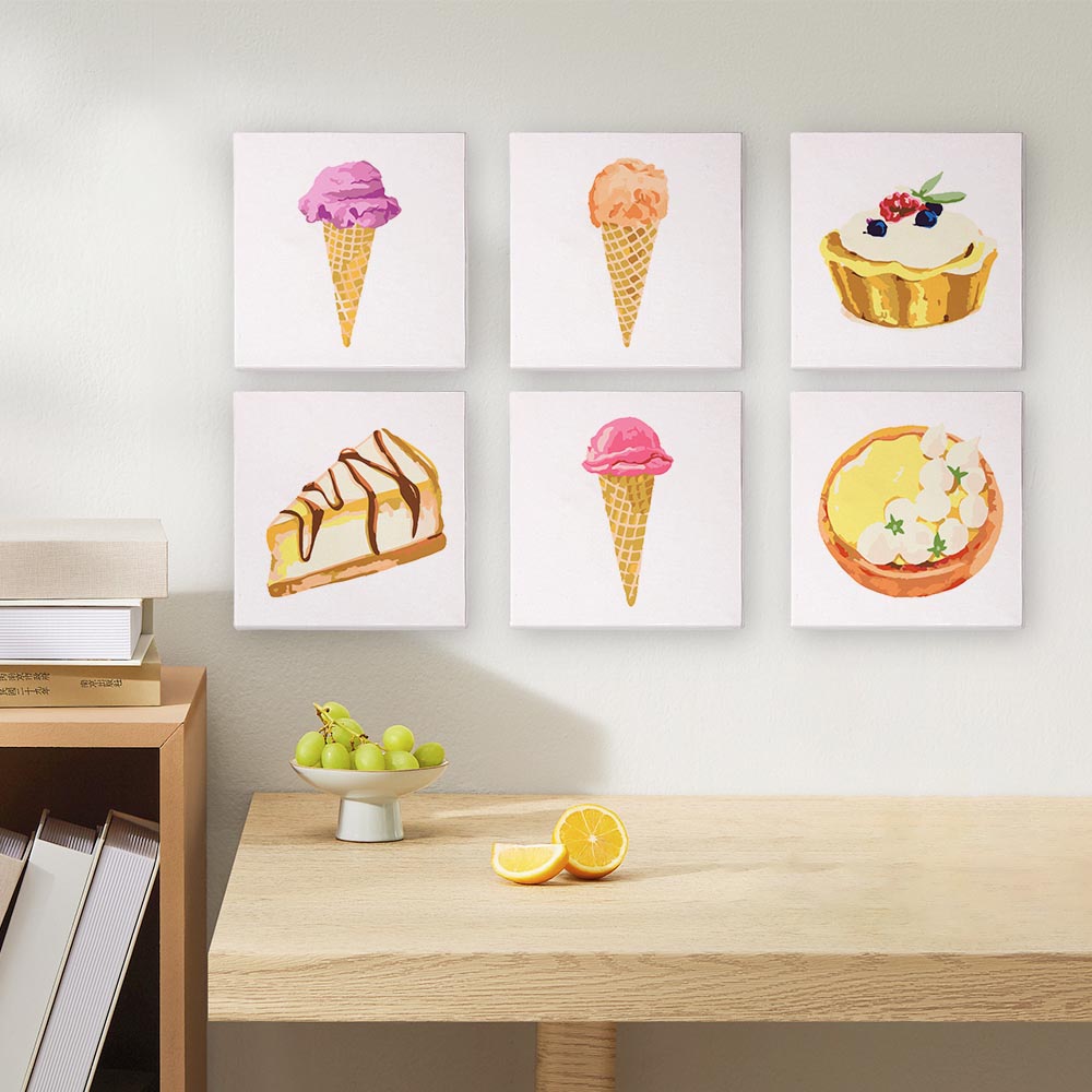 Paint by Numbers – 6 Mini Paintings | Ice Cream & Treats Set