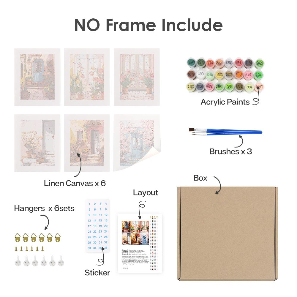 Paint by Numbers – 6 Mini Paintings | Blooming Doorways Set