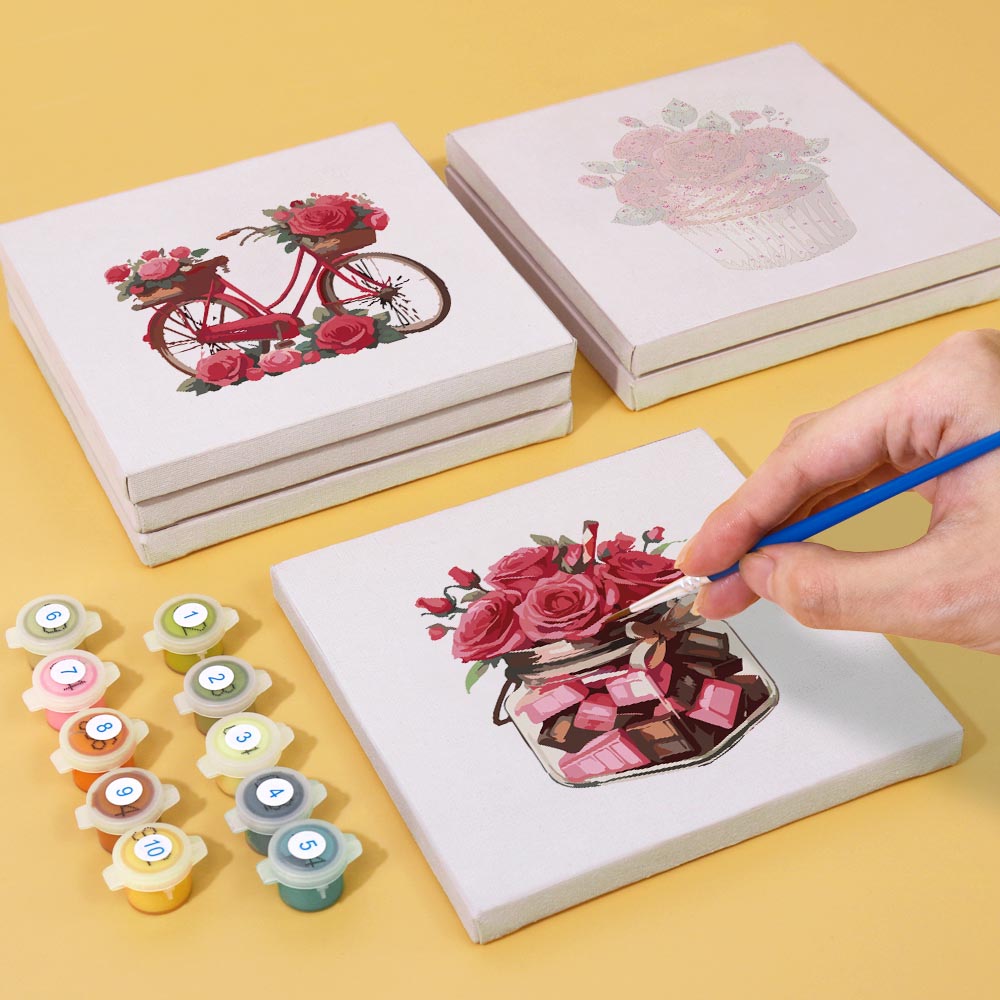Paint by Numbers – 6 Mini Paintings | Romantic Roses Set