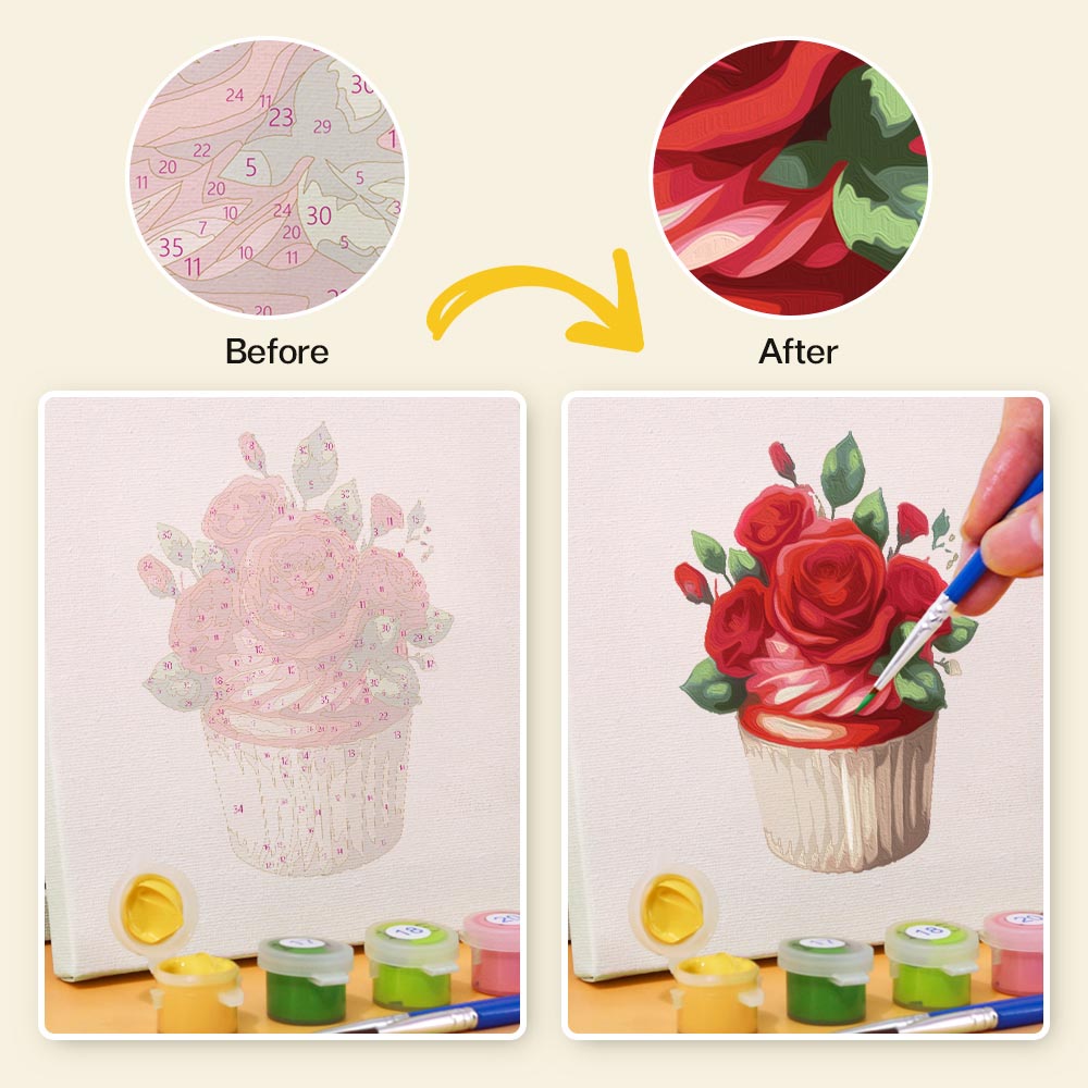 Paint by Numbers – 6 Mini Paintings | Romantic Roses Set