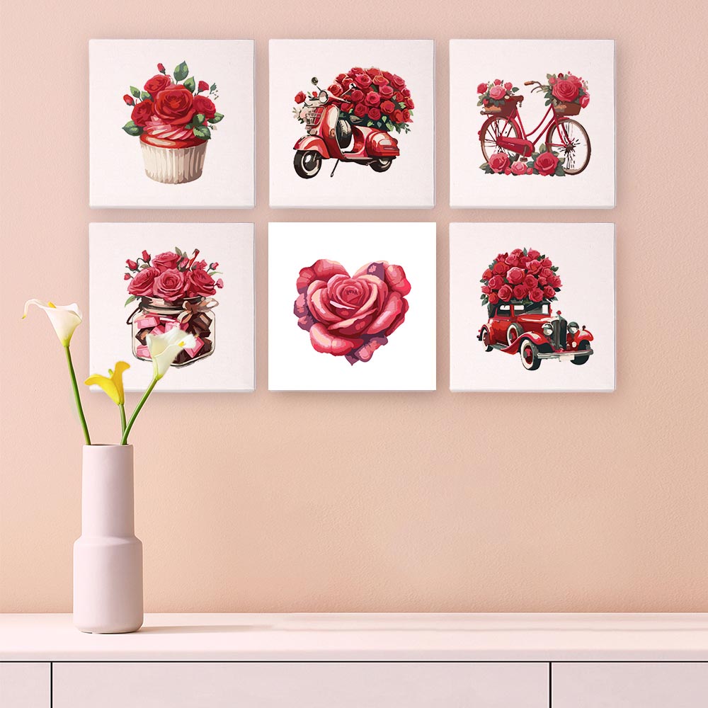 Paint by Numbers – 6 Mini Paintings | Romantic Roses Set