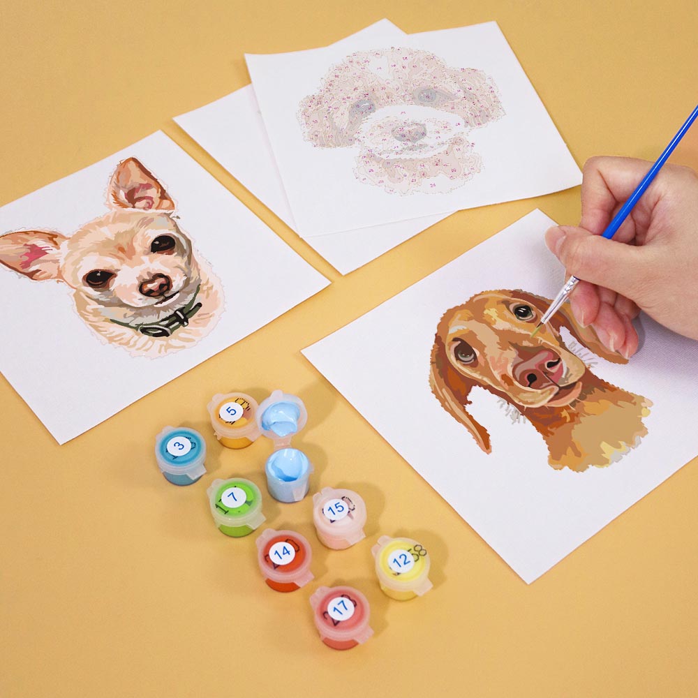 Paint by Numbers – 6 Mini Paintings | Dog Portraits Set