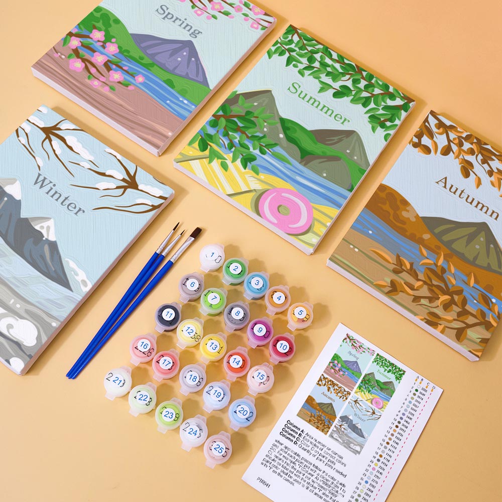 Paint by Numbers – 4 Mini Paintings | Four Seasons Set